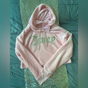 Juicy Couture Pink Plush Cropped Hoodie Pyjama Set